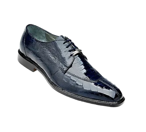 Belvedere Navy Blue Siena Style Men's Lace Up Oxford Shoes Genuine Ostrich Legs