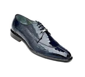 Belvedere Navy Blue Siena Style Men's Lace Up Oxford Shoes Genuine Ostrich Legs