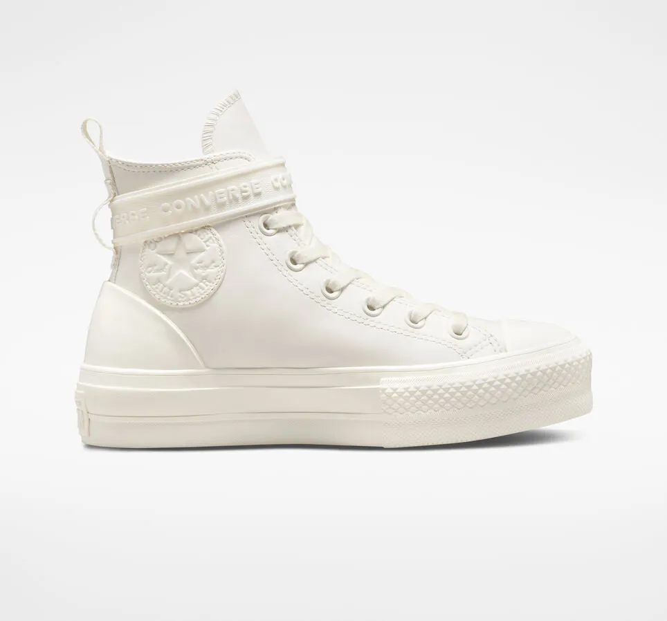 Converse women's high shoe with wedge and ankle strap A04270C white vintage-egret 