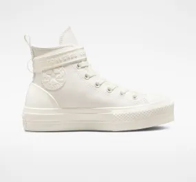 Converse women's high shoe with wedge and ankle strap A04270C white vintage-egret 