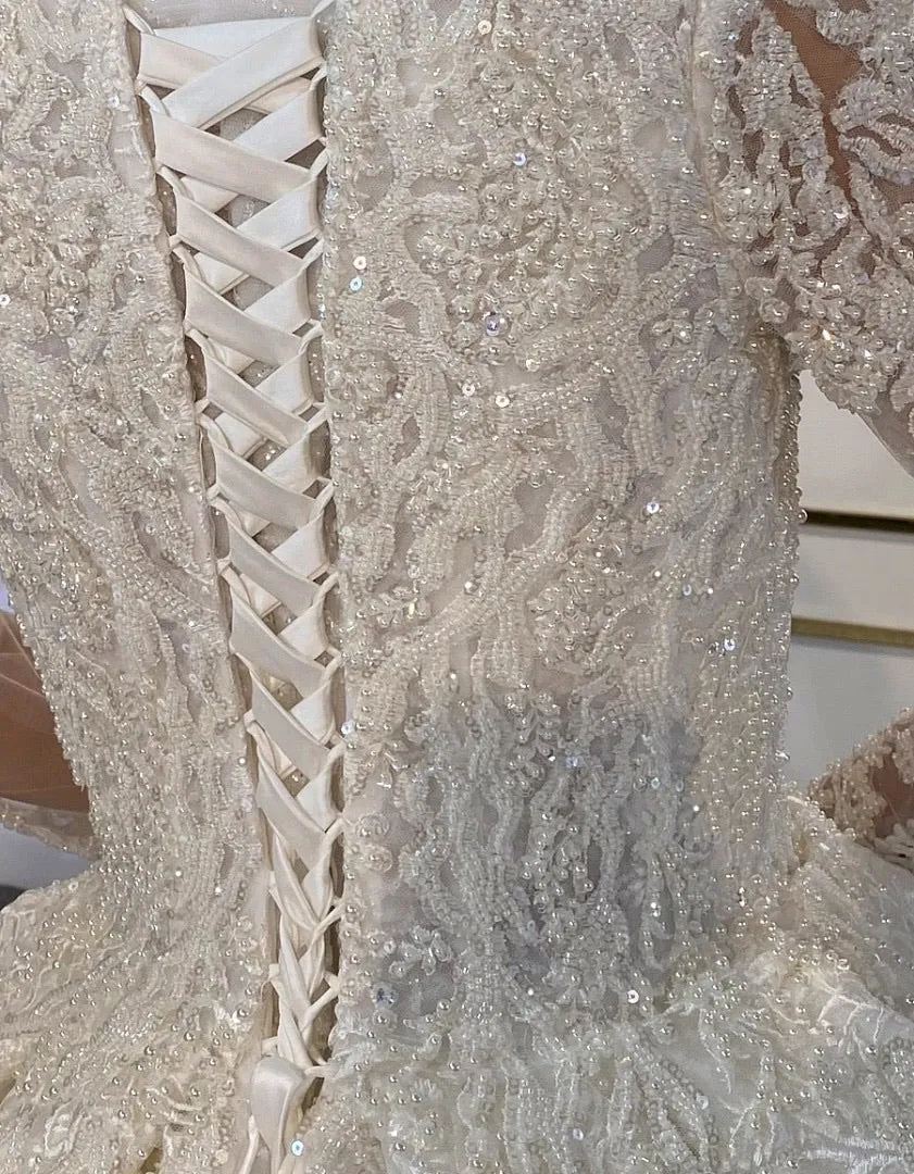 Full Lace Beading Work Bridal Dress